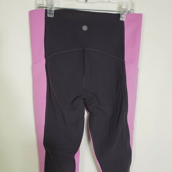 Athleta Womens Leggings Small Yin 7/8 Tight Colorblock Pockets Pink Black Ankle - Picture 5 of 10